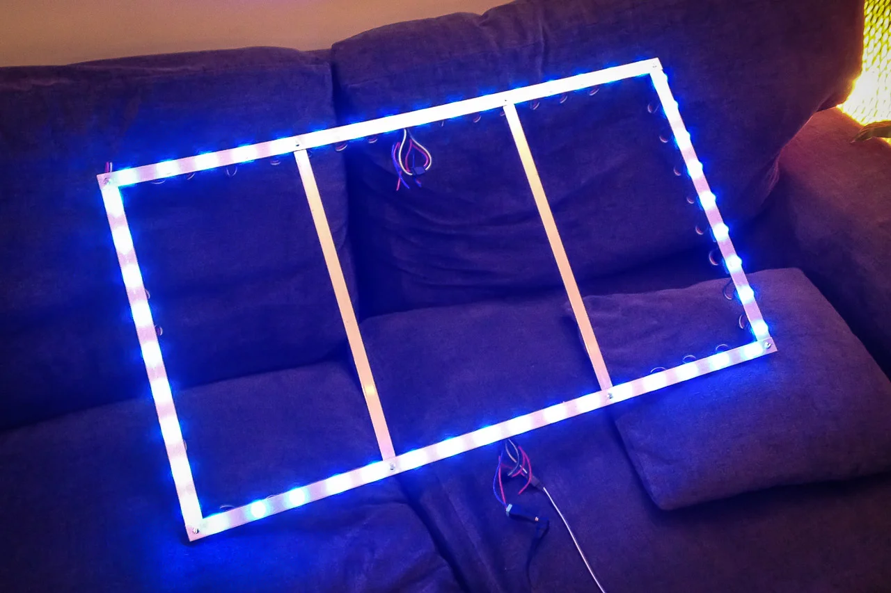 frame with lit LEDs