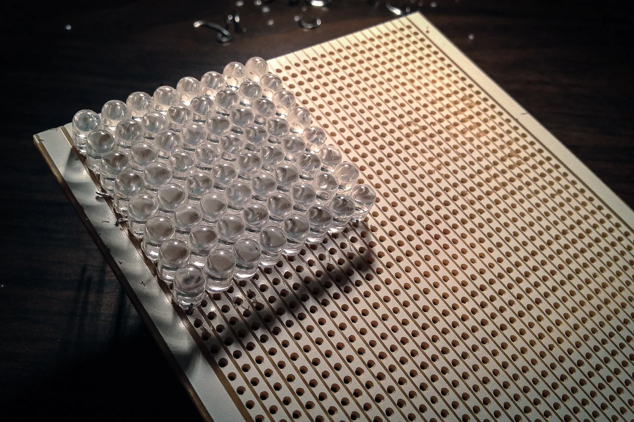 LEDs on breadboard front